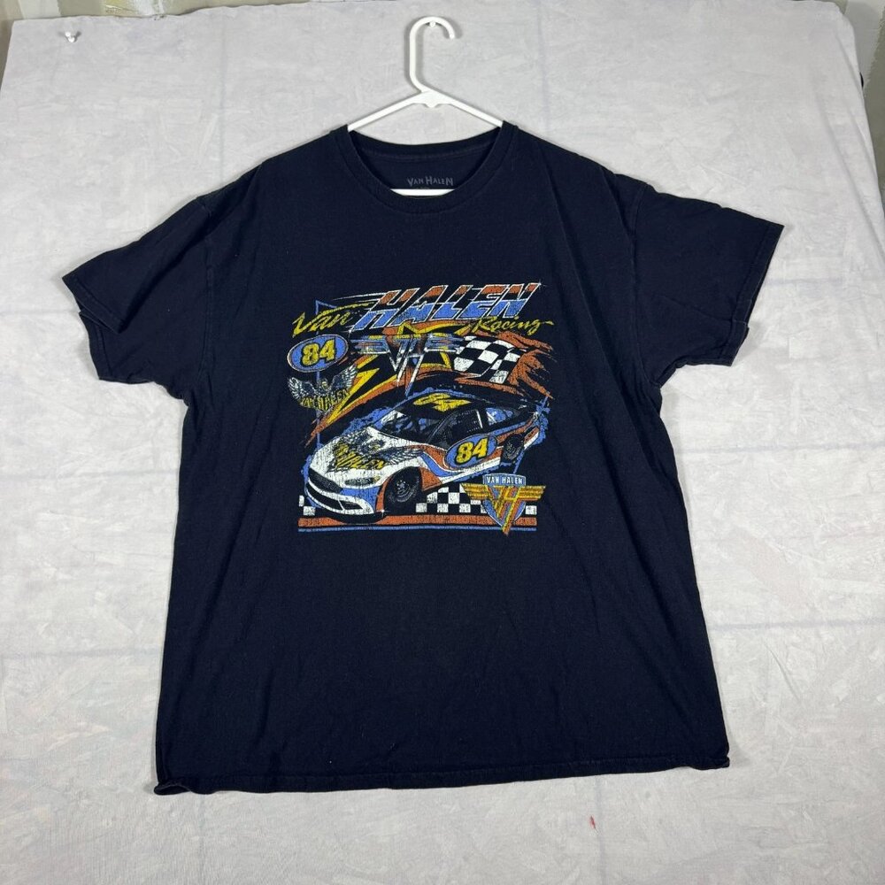 Van Halen T-Shirt Mens Black Graphic Racing Short Sleeve Cotton Size XL